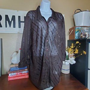Club Z Collection Sheer Brown Blouse Size 2X